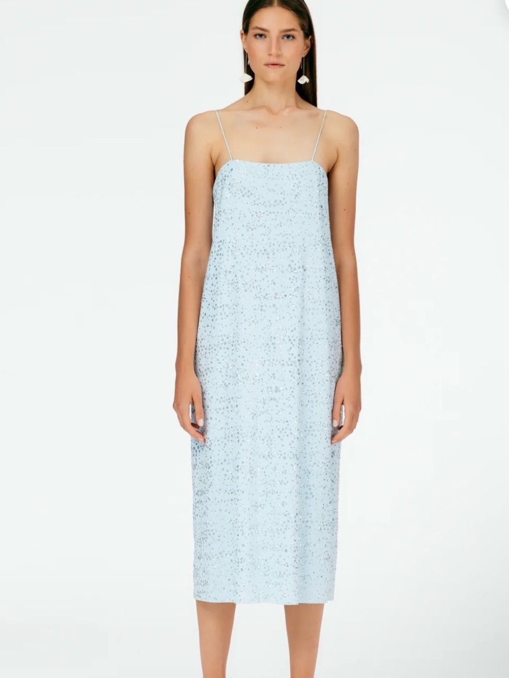 Tibi Scintilla Jersey Slip Midi Dress Pale Blue Size 4 NWT - Picture 6 of 7